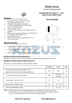 BZG04-15 datasheet - Transient Voltage Suppressor