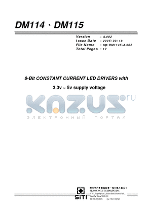 DM114 datasheet - 8-Bit CONSTANT CURRENT LED DRIVERS with 3.3v ~ 5v supply voltage