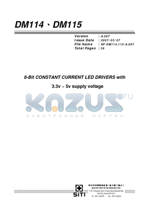 DM114 datasheet - 8-Bit CONSTANT CURRENT LED DRIVERS with 3.3v ~ 5v supply voltage