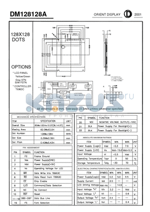 DM128128A datasheet - 128X128 DOTS