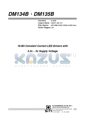 DM135B datasheet - 16-Bit Constant Current LED Drivers with 3.3v ~ 5v Supply Voltage