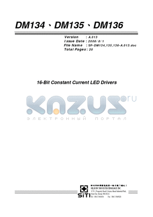 DM136 datasheet - 16-Bit Constant Current LED Drivers