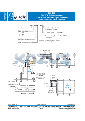 550T009M datasheet - EMI/RFI D-Subminiature