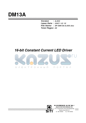 DM13A datasheet - 16-bit Constant Current LED Driver