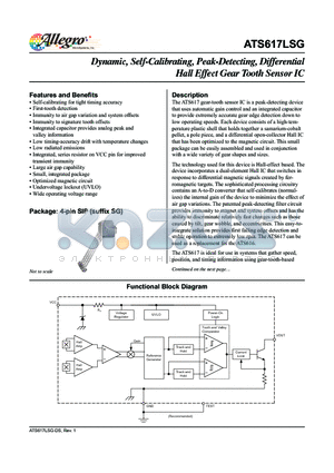 ATS617LSG datasheet - Dynamic, Self-Calibrating, Peak-Detecting, Differential Hall Effect Gear Tooth Sensor IC