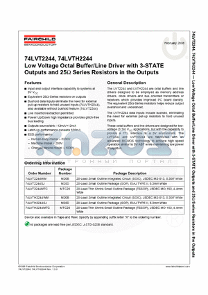 74LVT2244SJ_08 datasheet - Low Voltage Octal Buffer/Line Driver with 3-STATE Outputs and 25