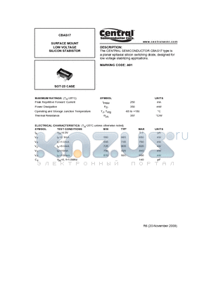 CBAS17_09 datasheet - SURFACE MOUNT LOW VOLTAGE SILICON STABISTOR