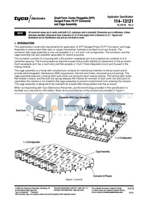 114-13121 datasheet - Small Form-Factor Pluggable (SFP) Ganged Press-Fit PT Connector and Cage Assembly