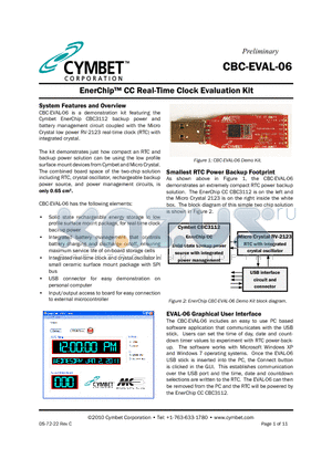 CBC-EVAL-06 datasheet - EnerChip CC Real-Time Clock Evaluation Kit