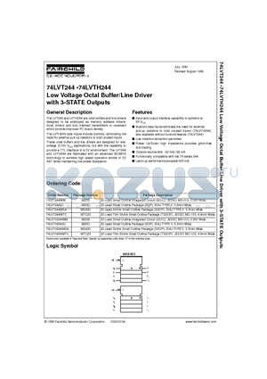 74LVT244MSA datasheet - Low Voltage Octal Buffer/Line Driver with 3-STATE Outputs