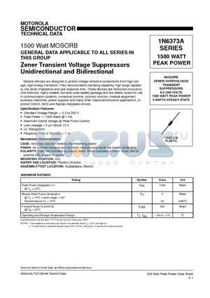 1N6303A datasheet - Zener Transient Voltage Suppressors Unidirectional and Bidirectional