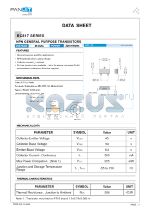 BC817 datasheet - NPN GENERAL PURPOSE TRANSISTORS