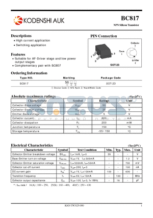 BC817 datasheet - High current application