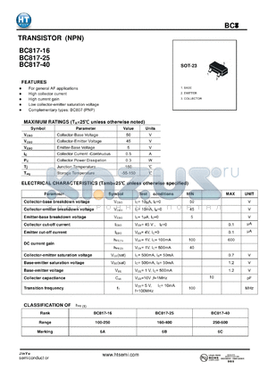 BC817 datasheet - TRANSISTOR (NPN)