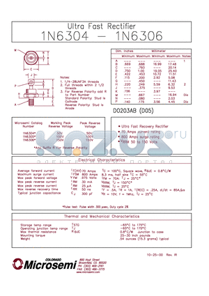 1N6305 datasheet - ULTRA  FAST RECTIFIERS