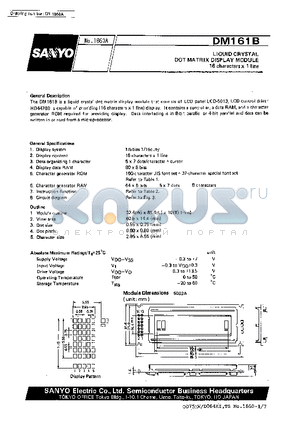 DM161B datasheet - 16 characters x 1 line Liquid Crystal Dot Matrix Display Module