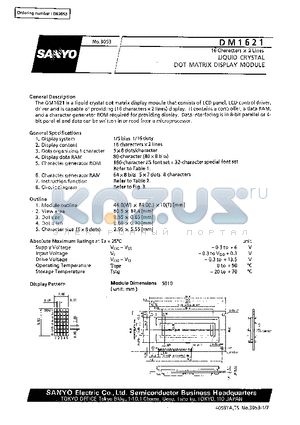 DM1621 datasheet - 16 characters x 2 line Liquid Crystal Dot Matrix Display Module