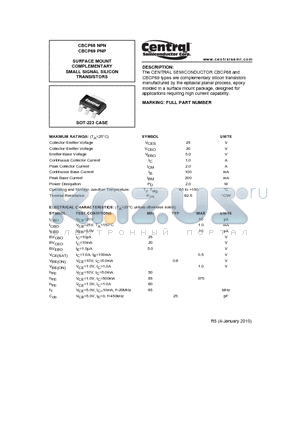 CBCP68 datasheet - SURFACE MOUNT COMPLEMENTARY SMALL SIGNAL SILICON TRANSISTORS