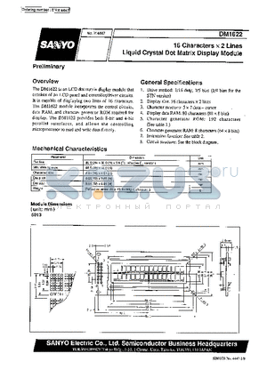 DM1622 datasheet - 16 characters x 2 line Liquid Crystal Dot Matrix Display Module