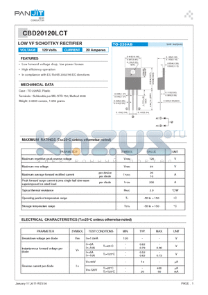 CBD20120LCT datasheet - LOW VF SCHOTTKY RECTIFIER