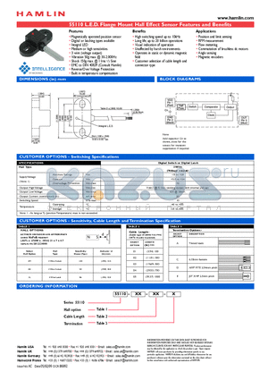 55110-3H-01-E datasheet - L.E.D. Flange Mount Hall Effect Sensor Features and Benefits