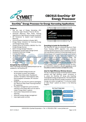 CBC915-ACA datasheet - EnerChip Energy Processor for Energy Harvesting Applications