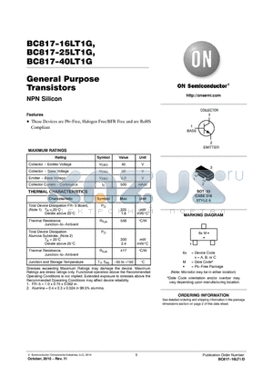BC817-16LT1G datasheet - General Purpose Transistors