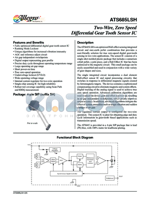 ATS685LSHTN-T datasheet - Two-Wire, Zero Speed Differential Gear Tooth Sensor IC