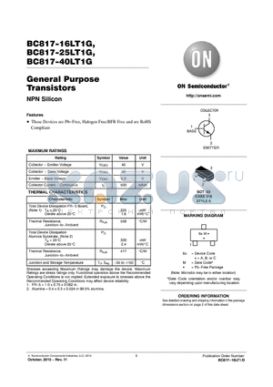 BC817-16LT3G datasheet - General Purpose Transistors