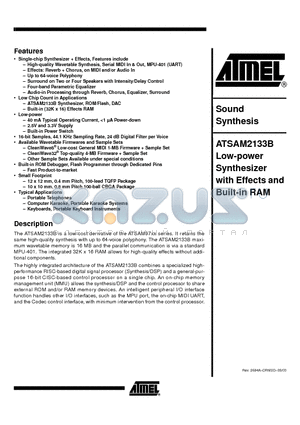 ATSAM2133B datasheet - Low-power Synthesizer with Effects and Built-in RAM