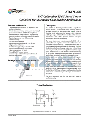 ATS675LSETN-HT-T datasheet - Self-Calibrating TPOS Speed Sensor Optimized for Automotive Cam Sensing Applications