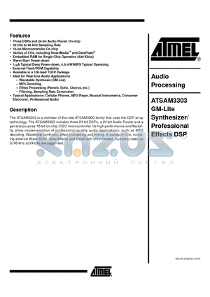 ATSAM3303 datasheet - GM-Lite Synthesizer/Professional Effects DSP