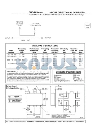 CBG-11B-1250 datasheet - 3-PORT DIRECTIONAL COUPLERS