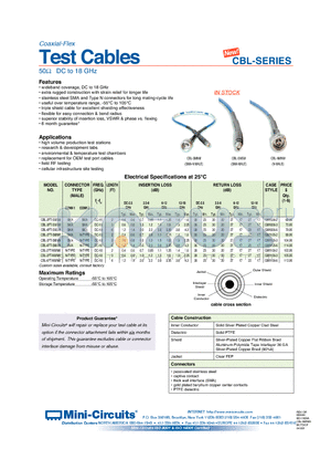 CBL-6FT-NMNM datasheet - Coaxial-Flex Test Cables 50 DC to 18 GHz