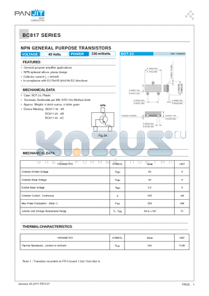 BC817-40 datasheet - NPN GENERAL PURPOSE TRANSISTORS