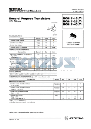 BC817-40LT1 datasheet - CASE 318-08, STYLE 6 SOT-23 (TO-236AB)