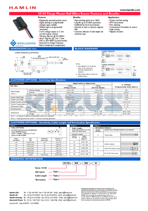 55140-2H-01-A datasheet - Flange Mount Hall Effect Sensor Features and Benefits