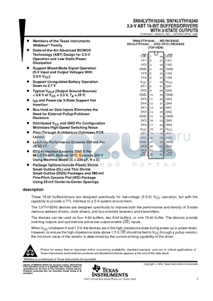 74LVTH16240DGGRE4 datasheet - 3.3-V ABT 16-BIT BUFFERS/DRIVERS WITH 3-STATE OUTPUTS