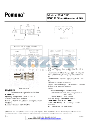 5513 datasheet - BNC 50 Ohm Attenuator & Kit