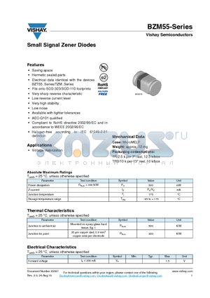 BZM55B24 datasheet - Small Signal Zener Diodes