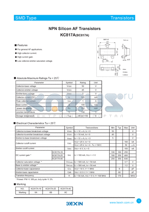 BC817A datasheet - NPN Silicon AF Transistors