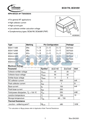 BC817W datasheet - NPN Silicon AF Transistors