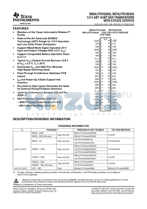 74LVTH16245AZQLR datasheet - 3.3-V ABT 16-BIT BUS TRANSCEIVERS WITH 3-STATE OUTPUTS