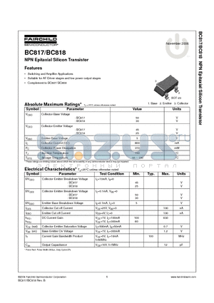 BC817_06 datasheet - NPN Epitaxial Silicon Transistor