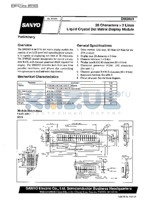 DM2023-0BL7 datasheet - 20 characters x 2 line Liquid Crystal Dot Matrix Display Module