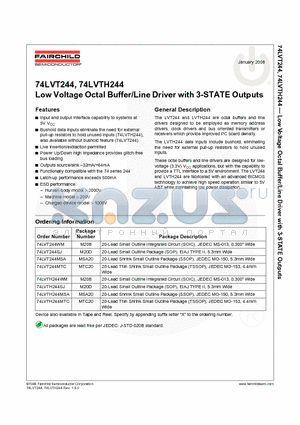 74LVTH244SJ_08 datasheet - Low Voltage Octal Buffer/Line Driver with 3-STATE Outputs