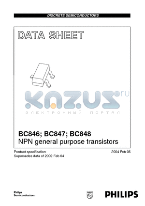 BC846A datasheet - NPN general purpose transistors