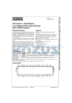 74LVTH32374 datasheet - Low Voltage 32-Bit D-Type Flip-Flop with 3-STATE Outputs