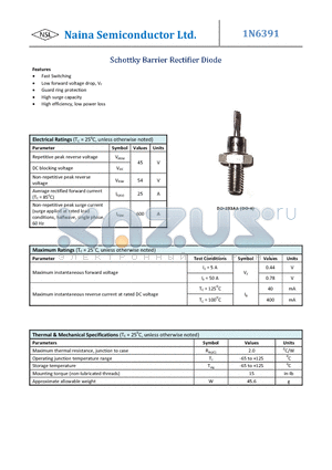 1N6391_1 datasheet - Schottky Barrier Rectifier Diode