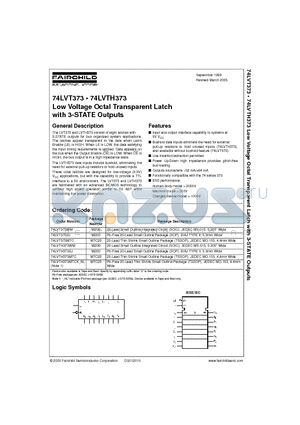 74LVTH373MTC datasheet - Low Voltage Octal Transparent Latch with 3-STATE Outputs